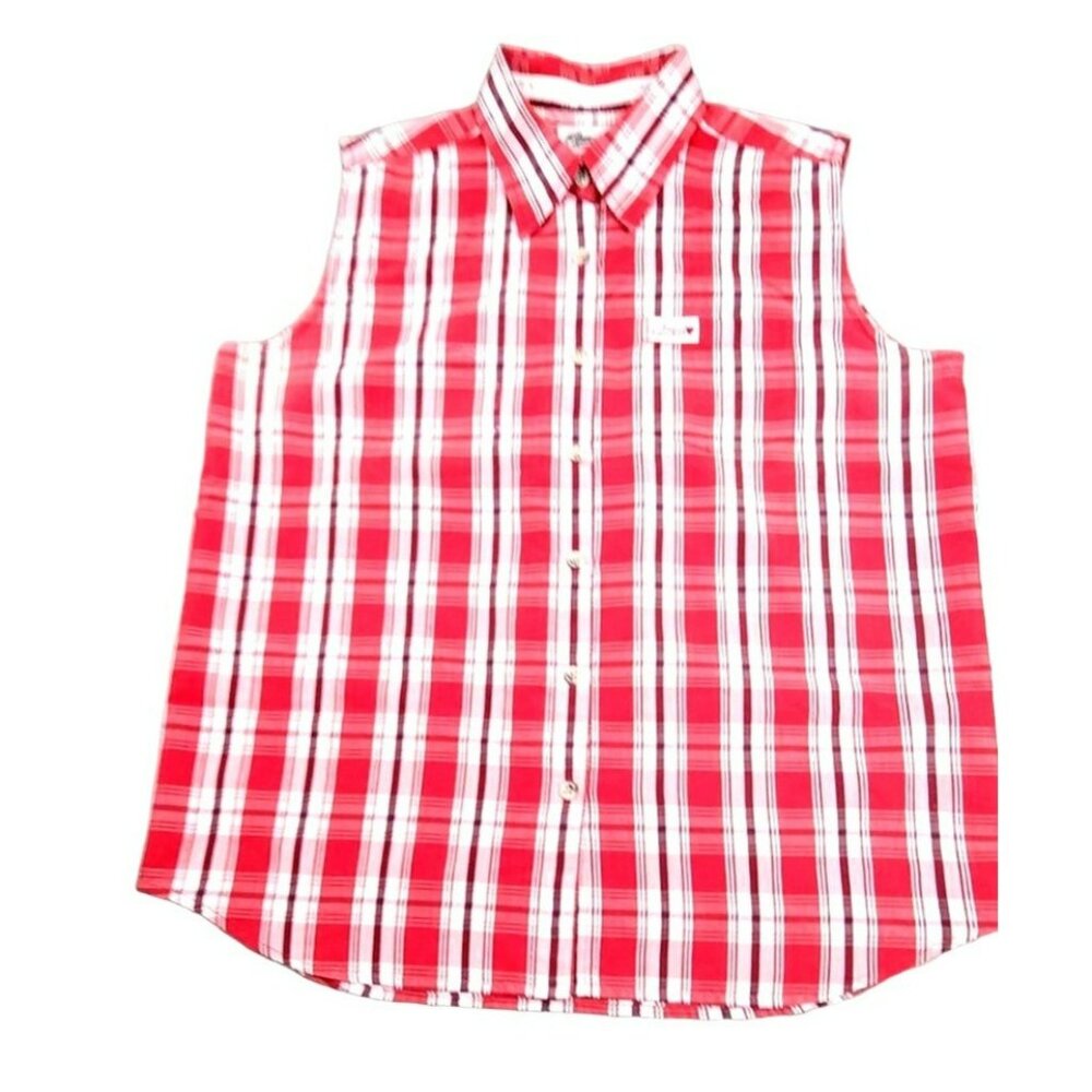 Cowgirl Hardware Womens Top Plaid Sleeveless Button-Down Blouse size XL  JH1151